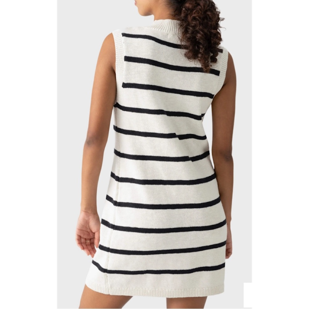 Sanctuary Life Is Easy Sweater Dress Chalk White Black Stripe SMALL - Picture 3 of 6